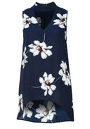 Choker V Neck Printed Sleeveless Top