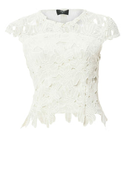 Cream Crochet Detail Top
