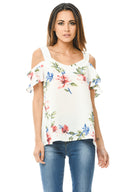 Cream Floral Thick Strap Top