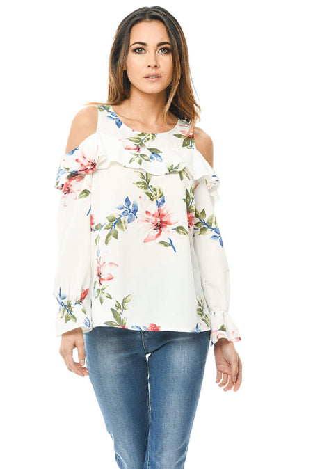 Frill Printed Blouse