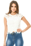 Cream Crochet Detail Top