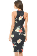 Floral Cross Front Midi Dress