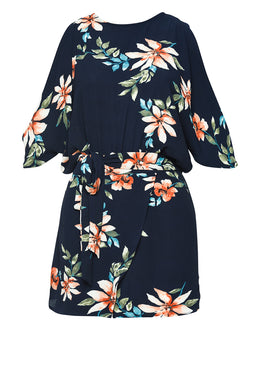 Cutout Batwing Floral Playsuit