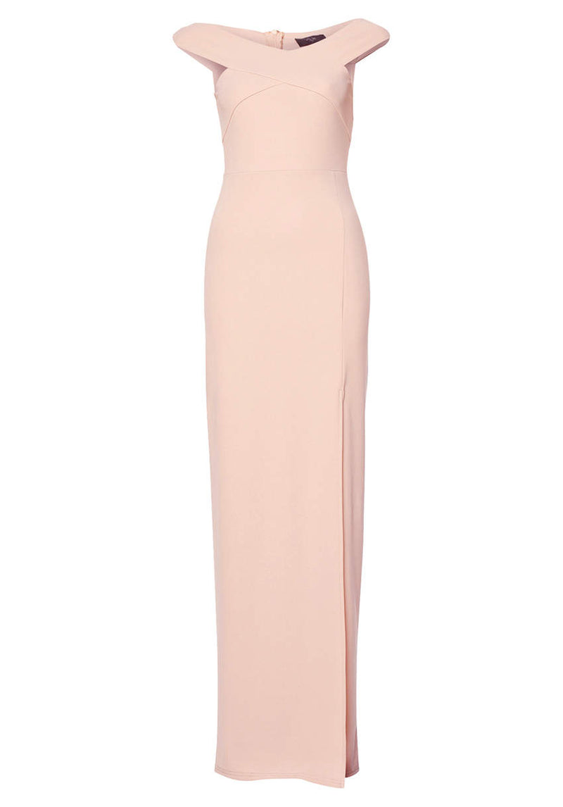 Off The Shoulder Blush Cross Maxi Dress – AX Paris