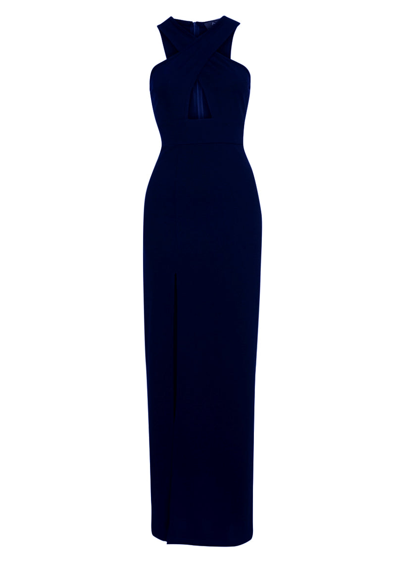 Navy Maxi Dress With Thigh High Split – AX Paris