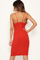 Red Knot Front Bodycon Dress