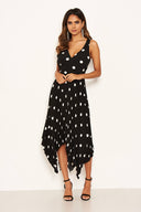 Black Polka Dot Pleated Dress