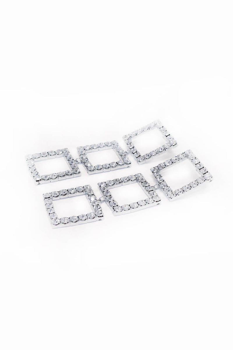 Silver Square Diamante Long Earrings