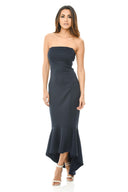Navy Bandeau Fishtail Dress