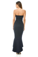 Navy Bandeau Fishtail Dress