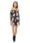 Black Off Shoulder Floral Dress