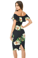 Off Shoulder Frill Bodycon Dress