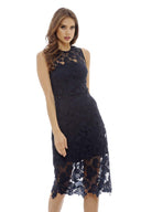 Navy Lace Midi  Dress