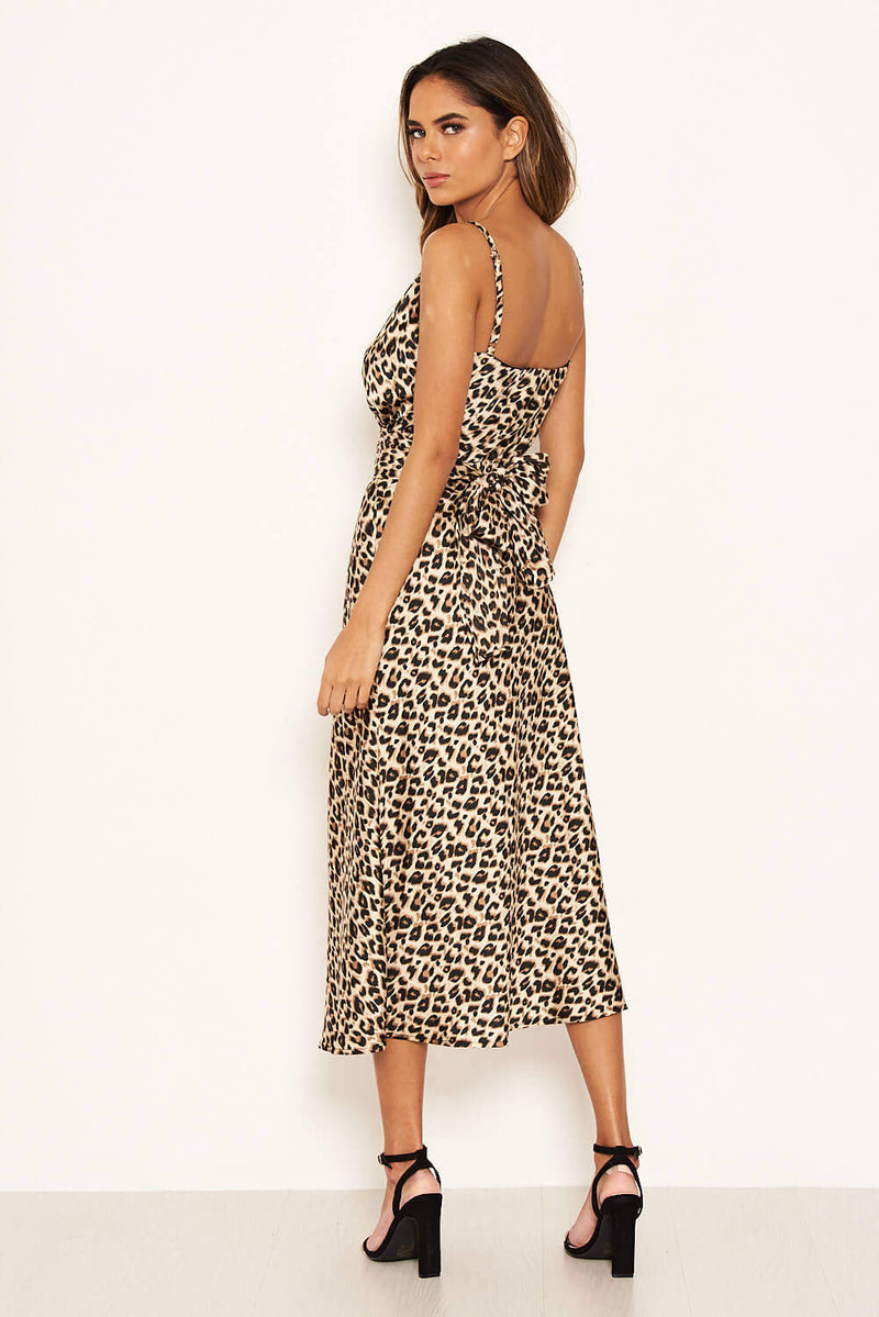 Leopard print slit dress hotsell