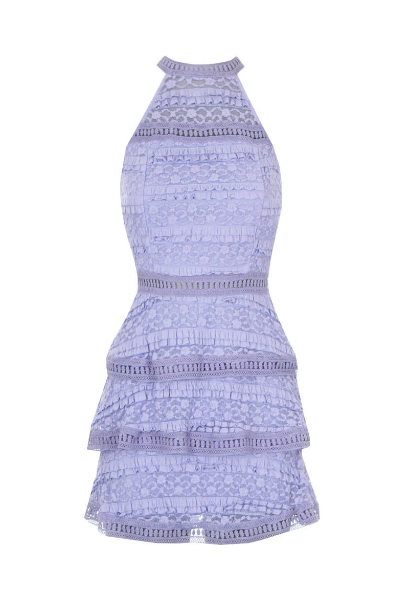 Lilac Lace Layered Mini Dress