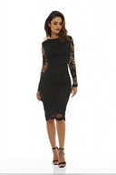 Black Crochet Dress with Long Sleeves