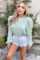 Mint Puff Sleeve Loose Fit Top