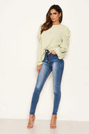 Mint Puff Sleeve Loose Fit Top