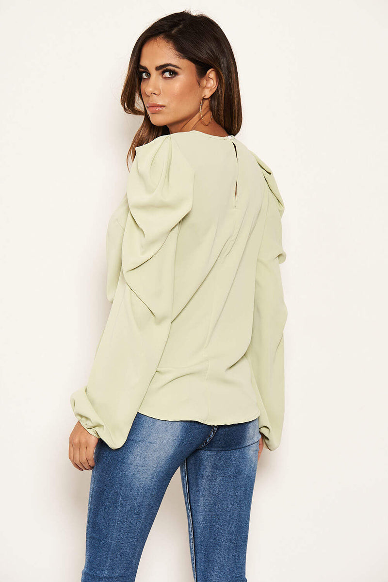 Mint Puff Sleeve Loose Fit Top