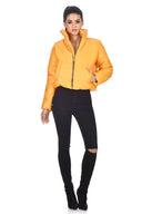 Mustard Wet Look Puffer Jacket