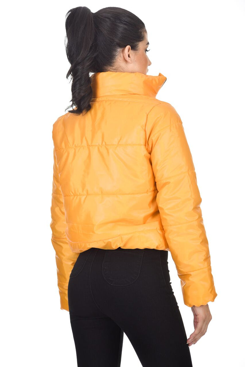 Mustard Wet Look Puffer Jacket