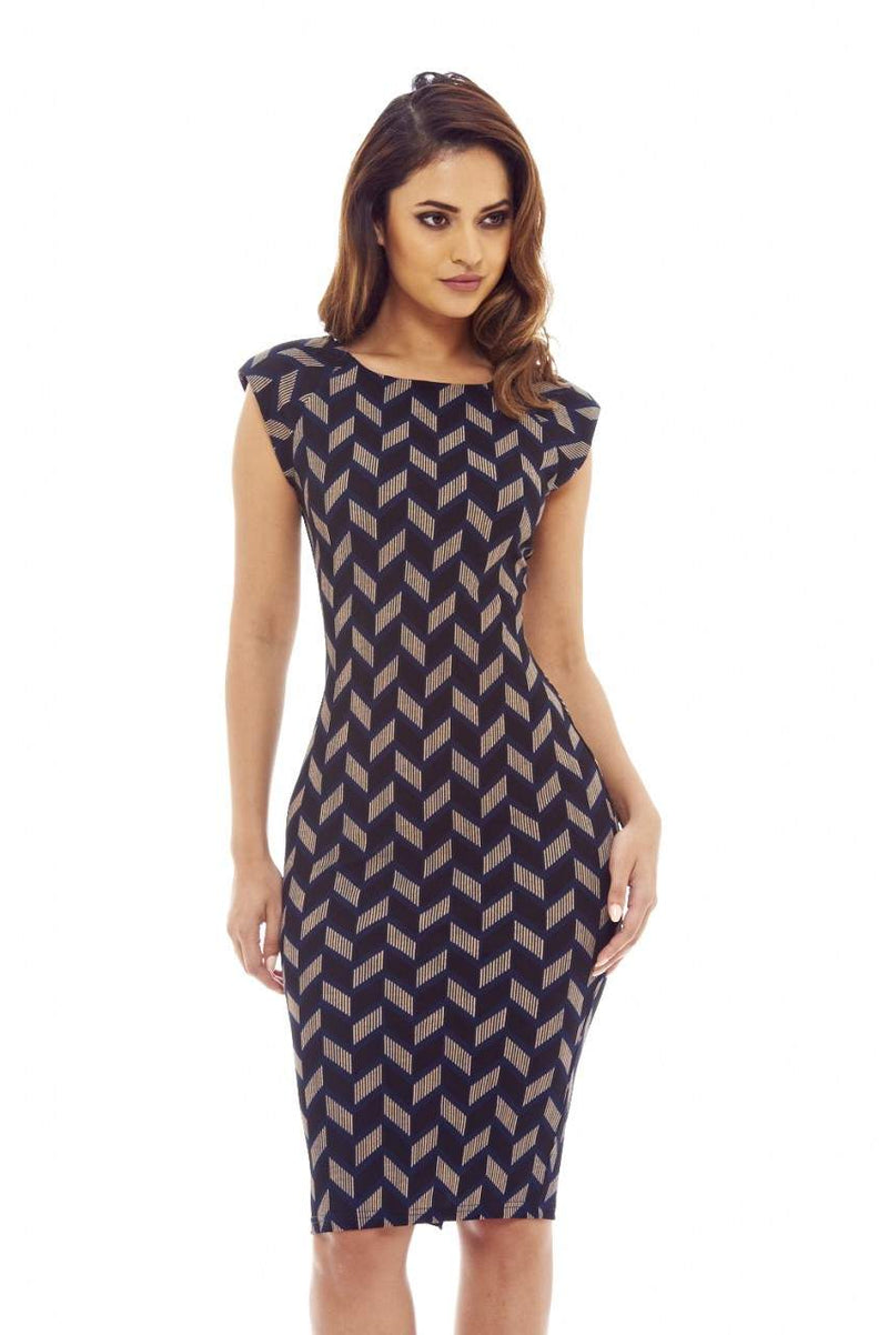 Printed Capped Sleeve Midi