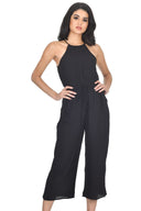 Black High Neck Culotte Jumpsuit