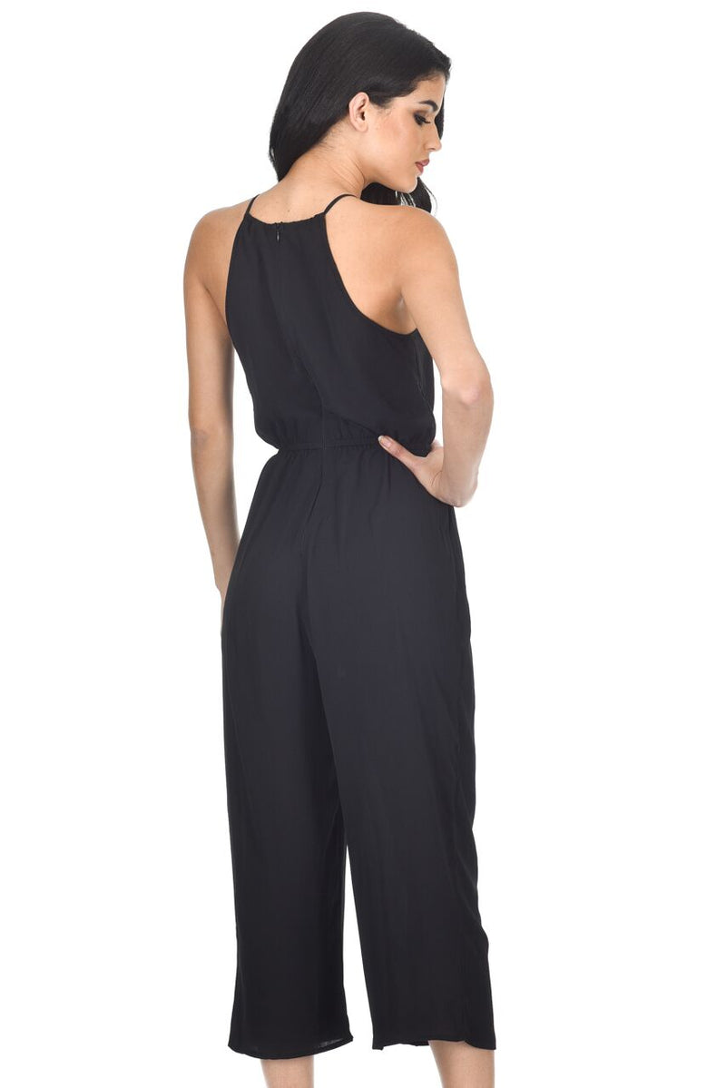 Black High Neck Culotte Jumpsuit