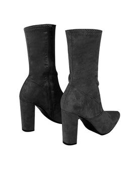 Black Stretch Suede Boot Heels