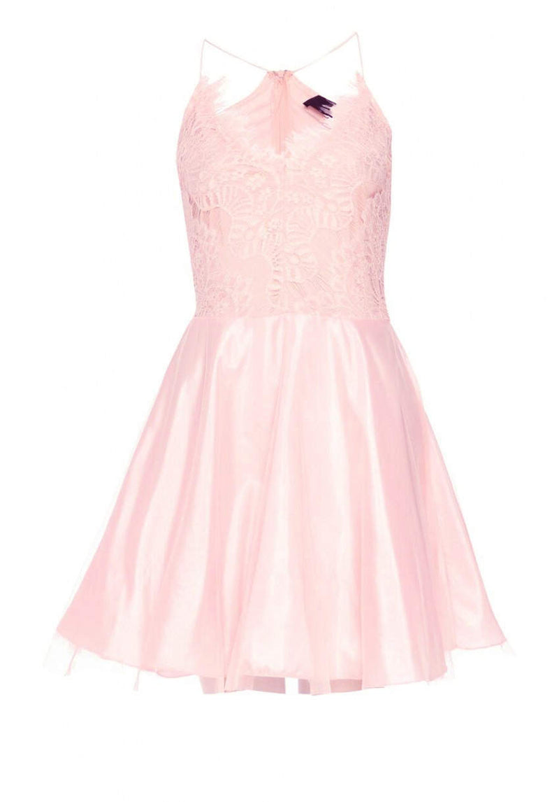 Pink Prom Lace Detail Dress