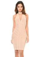 Nude Bandage Halterneck Dress