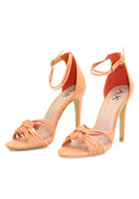 Peach Suede Knot Front Heels