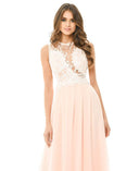 Pink Crochet Top Maxi Dress