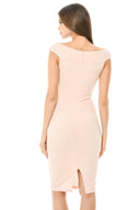 Pink Midi Dress with Cross-Front Detail