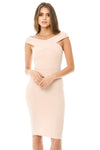 Pink Midi Dress with Cross-Front Detail
