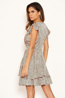Pink Polka Dot Frill Skater Dress