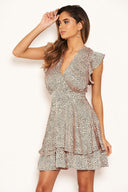 Pink Polka Dot Frill Skater Dress