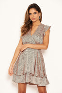 Pink Polka Dot Frill Skater Dress