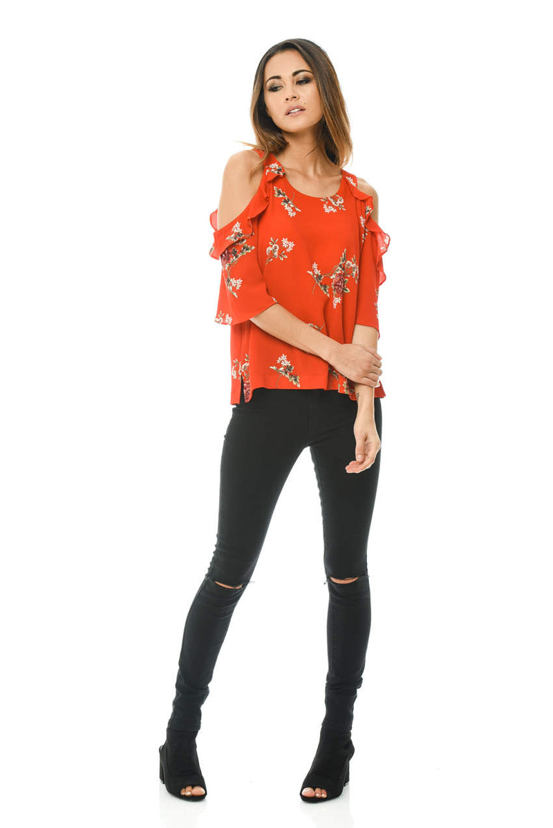 Floral Cold Shoulder Top