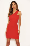 Red One Shoulder Cut Out Bodycon Dress