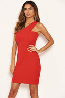 Red One Shoulder Cut Out Bodycon Dress
