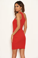 Red One Shoulder Cut Out Bodycon Dress