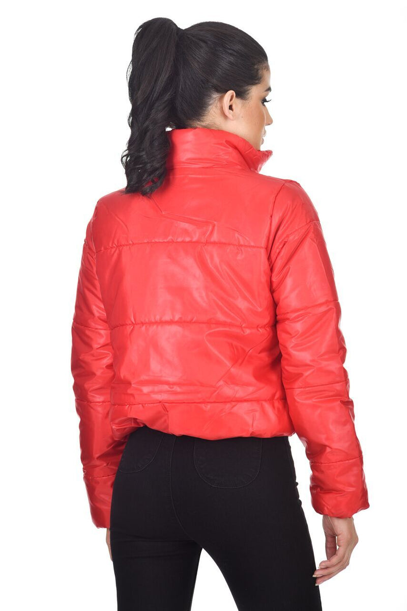 Wet look long puffer coat clearance