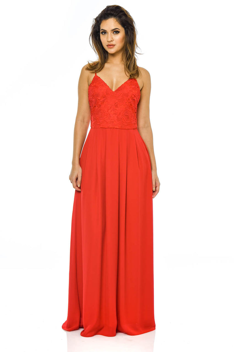 Red Crochet Maxi Dress