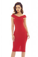 Red Midi Dress with Cross-Front detail