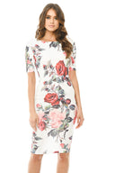 Floral Midi Bodycon Short Sleeve Dress