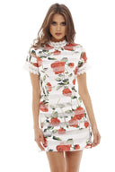 Rose Printed Mini Dress