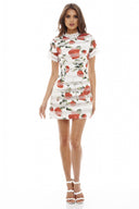 Rose Printed Mini Dress