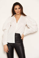 Cream Poplin Puff Sleeve Shirt