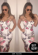 Cream Floral Bodycon Dress With Harness Detail